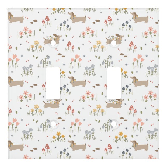 Dachshund Lover Weiner Dog Sausage Dog Wildflower Light Switch Cover (Front)
