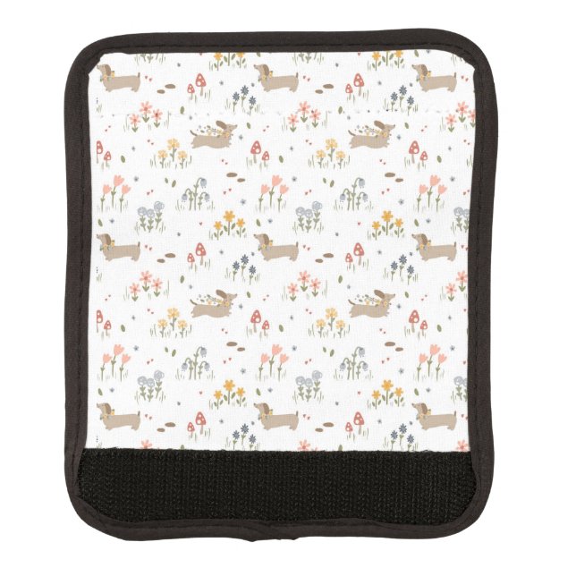 Dachshund Lover Weiner Dog Sausage Dog Wildflower Luggage Handle Wrap (Front)
