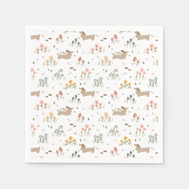 Dachshund Lover Weiner Dog Sausage Dog Wildflower Napkins (Front)