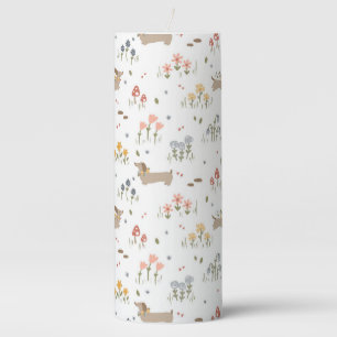 Dachshund Lover Weiner Dog Sausage Dog Wildflower Pillar Candle