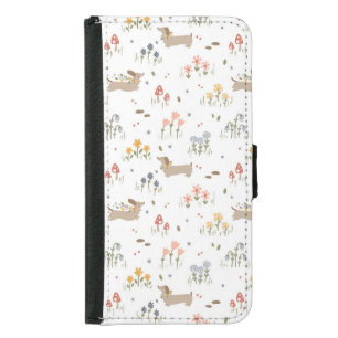 Dachshund Lover Weiner Dog Sausage Dog Wildflower Samsung Galaxy S5 Wallet Case