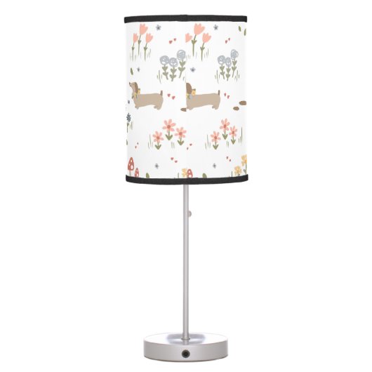 Dachshund Lover Weiner Dog Sausage Dog Wildflower Table Lamp (Back)