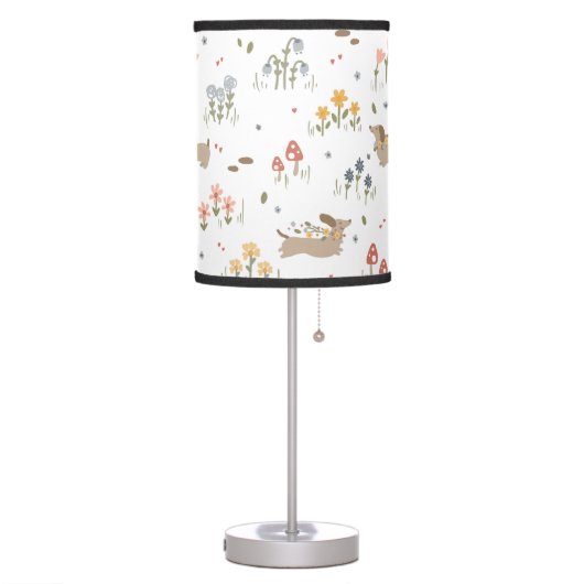 Dachshund Lover Weiner Dog Sausage Dog Wildflower Table Lamp (Left)