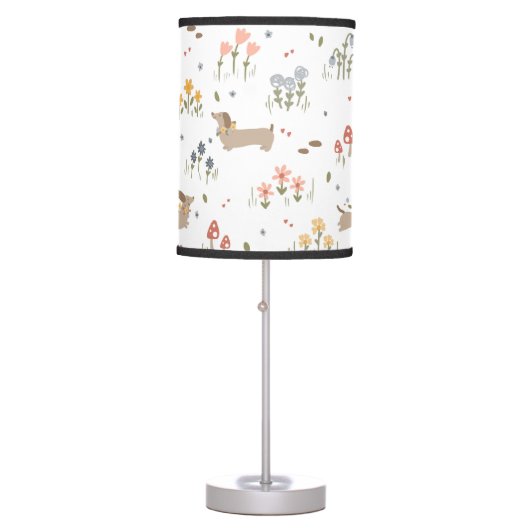 Dachshund Lover Weiner Dog Sausage Dog Wildflower Table Lamp (Front)