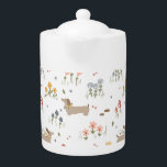 Dachshund Lover Weiner Dog Sausage Dog Wildflower Teapot<br><div class="desc">Dachshund Lover Weiner Dog Sausage Dog Wildflower teapot  illustrated by international designer,  Kathrin Legg</div>