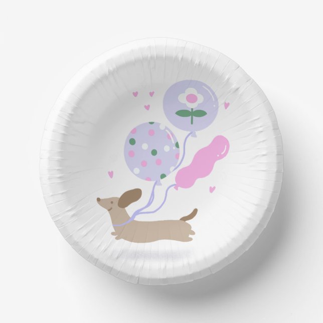 Dachshund Lovers Dog Puppy Birthday balloons  Paper Bowls (Front)