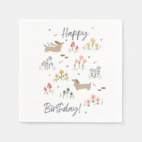 Dachshund Lovers Happy Birthday Floral Party