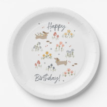 Dachshund Lovers Happy Birthday Floral Party