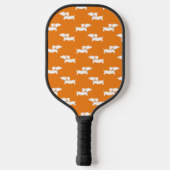 Dachshund Loving Pickleball Orange Paddle (Back)
