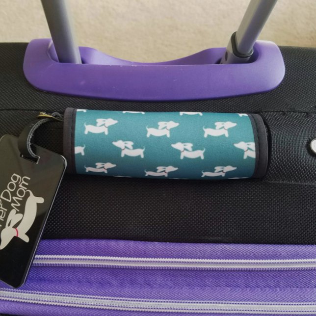 Dachshund Luggage Handle Grip (Dachshund luggage handle - soft for grip and easy to find in the pile of other travel bags)