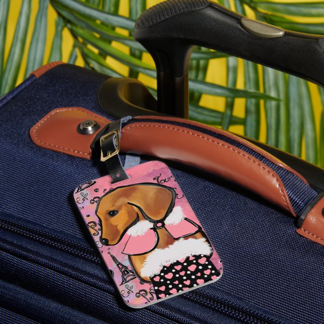 Dachshund   luggage tag (Front Insitu 1)