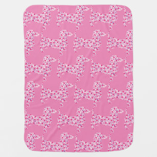 Dachshund made in Pink Hearts Baby Blanket