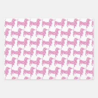 Dachshund made up in Pink Hearts Wrapping Paper Sheets