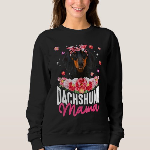 Dachshund Mama Flower Bandana Dog   Mothers Day Sweatshirt