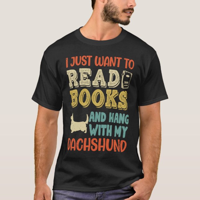 Dachshund Mama Ich Will Only Read Books Hanging Do T-Shirt (Front)