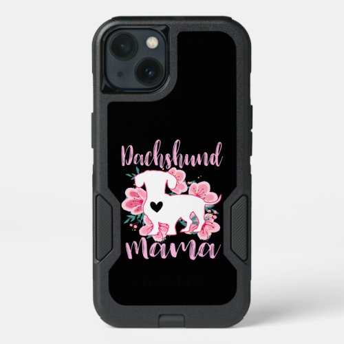 Dachshund Mama Pink Flowers Cute Dachshund Floral iPhone 13 Case