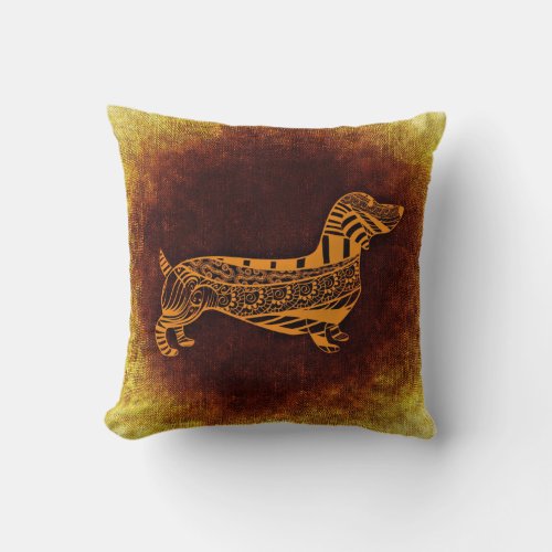Dachshund Mandala Design Throw Pillow