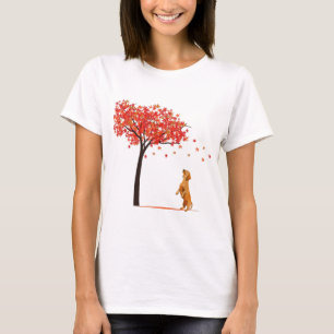 Dachshund Maple Tree Thanksgiving Day Cute Dog Dox T-Shirt