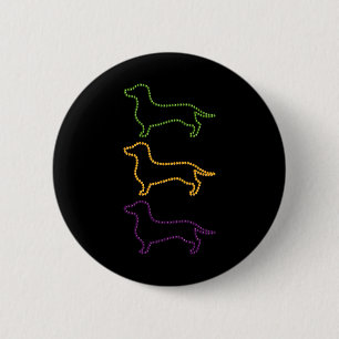 Dachshund Mardi Gras Beads Button