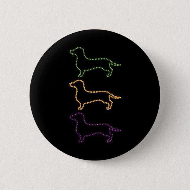 Dachshund Mardi Gras Beads  Button (Front)