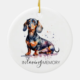 Dachshund memorial watercolour christmas ceramic ornament