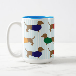 Dachshund Menagerie Two-Tone Coffee Mug