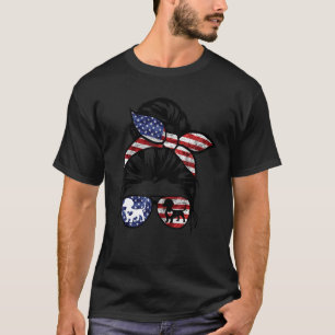 Dachshund Merica 4th Of July Messy Bun T-Shirt