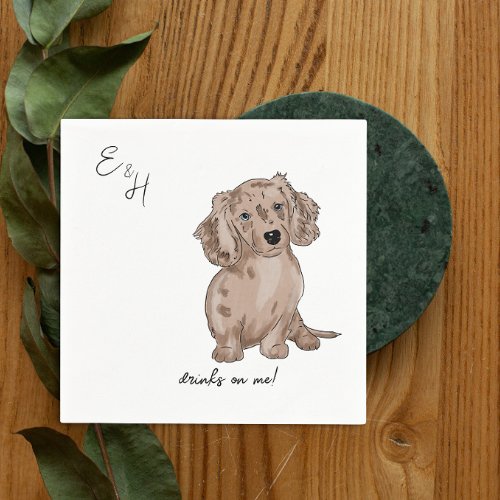 dachshund merl watercolor Wedding Cocktail Napkins