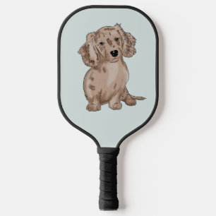Dachshund Merle Watercolor pickleball paddle
