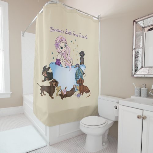 Dachshund Mermaid Shower Curtain