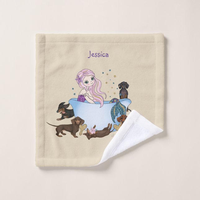 Dachshund Mermaid Wash Cloth (Wash Cloth)