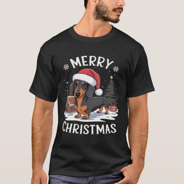 Dachshund Merry Christmas Classic T-Shirt (Front)