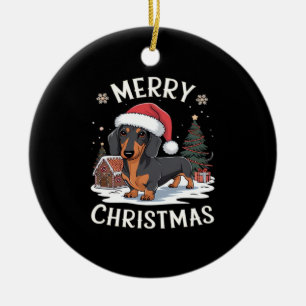 Dachshund Merry Christmas Classic T-Shirt Ceramic Ornament