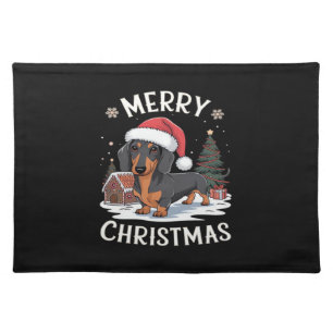 Dachshund Merry Christmas Classic T-Shirt Cloth Placemat