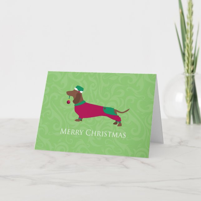 Dachshund - Merry Christmas Design Holiday Card (Front)