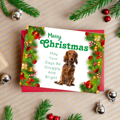 Dachshund Merry Christmas Holiday Card
