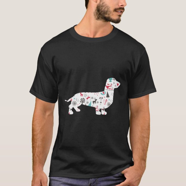 Dachshund Merry Christmas Pajama Funny Gifts For M T-Shirt (Front)