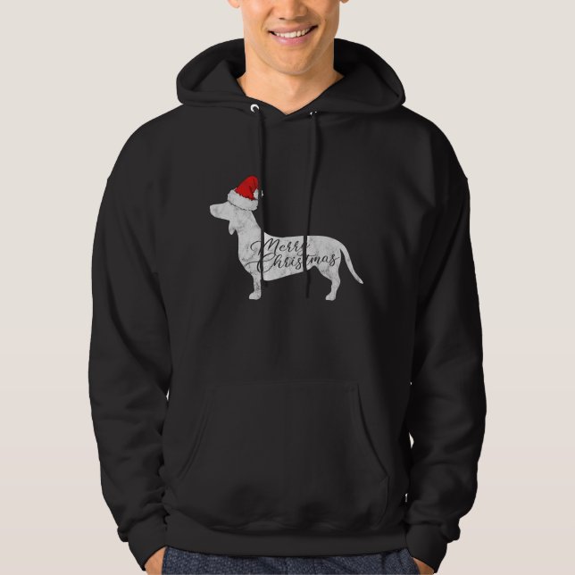 Dachshund Merry Christmas T-Shirt I Doxie Santa Si Hoodie (Front)