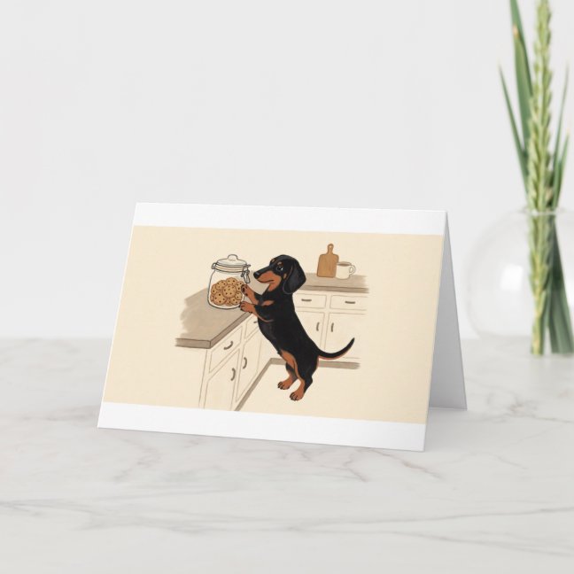 Dachshund Midnight Kitchen Raid Greeting Card
