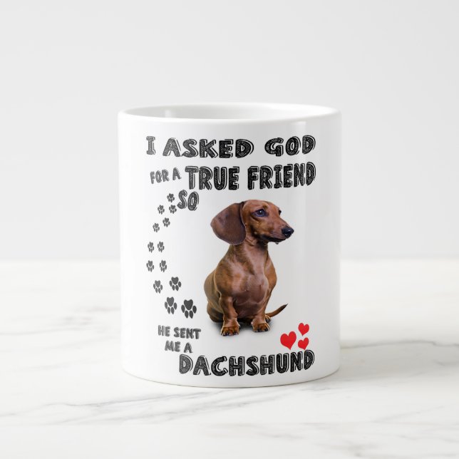 Dachshund Miniature Gift, Sausage Dog, Weenie Wog, Giant Coffee Mug (Front)