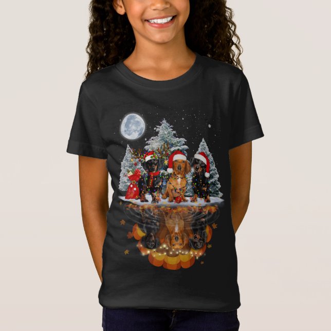Dachshund Mirror Ornament Decoration Christmas Tre T-Shirt (Front)