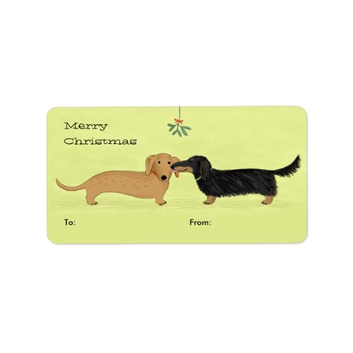 Dachshund Mistletoe Kiss _ Wiener Dog Christmas Label