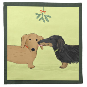 Dachshund Mistletoe Kiss - Wiener Dog Christmas Napkin