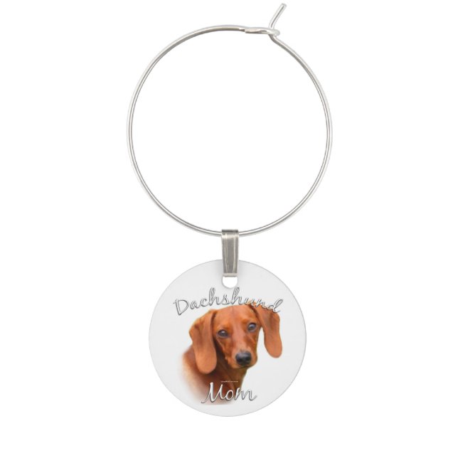 Dachshund Mom 2 Wine Charm (Front)