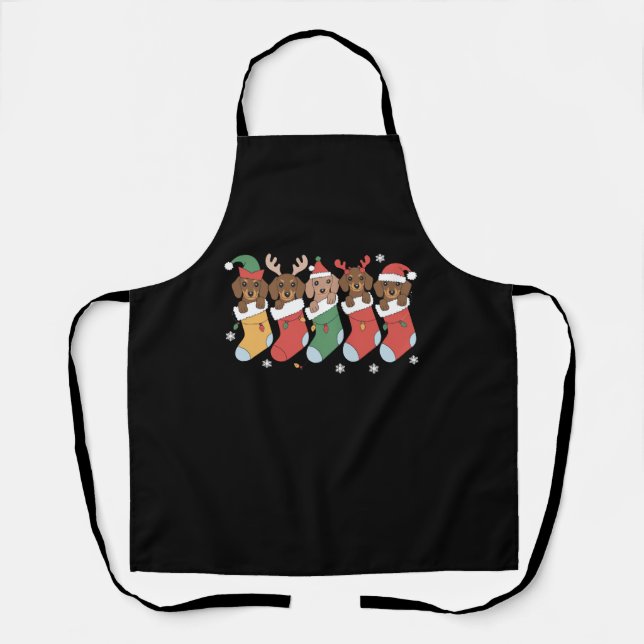 Dachshund Mom Christmas Dog Lover Gift New Year  Apron (Front)