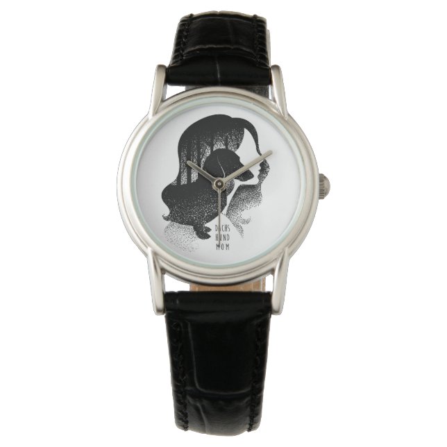 Dachshund Mom Dotwork Pointillism Illustration Watch (Front)