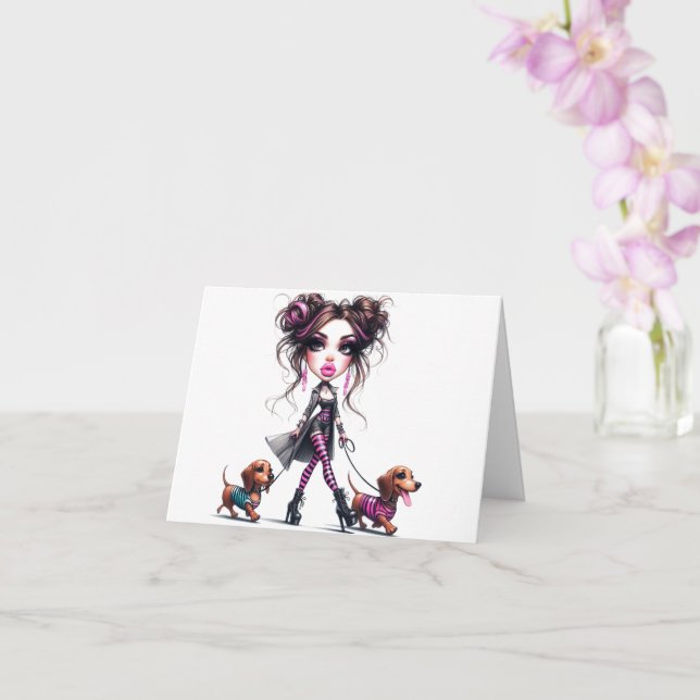 Dachshund Mom Mother's Day Card (Orchid)