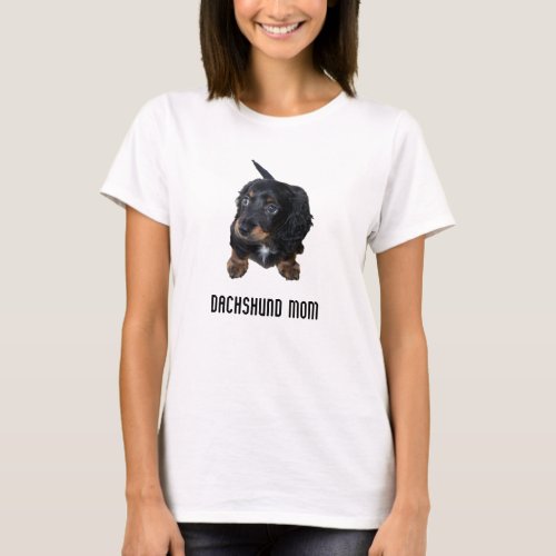 Dachshund mom puppy photo custom womens t_shirt