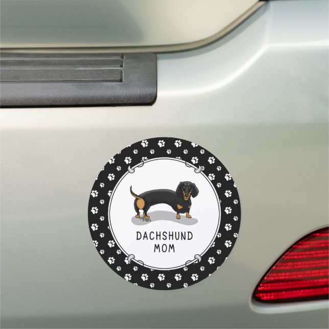 Dachshund Mom (S black & tan) - Cute dog Car Magnet (In Situ)