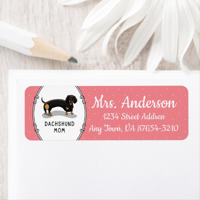 Dachshund Mom (S black & tan) - Cute dog Label (Insitu)